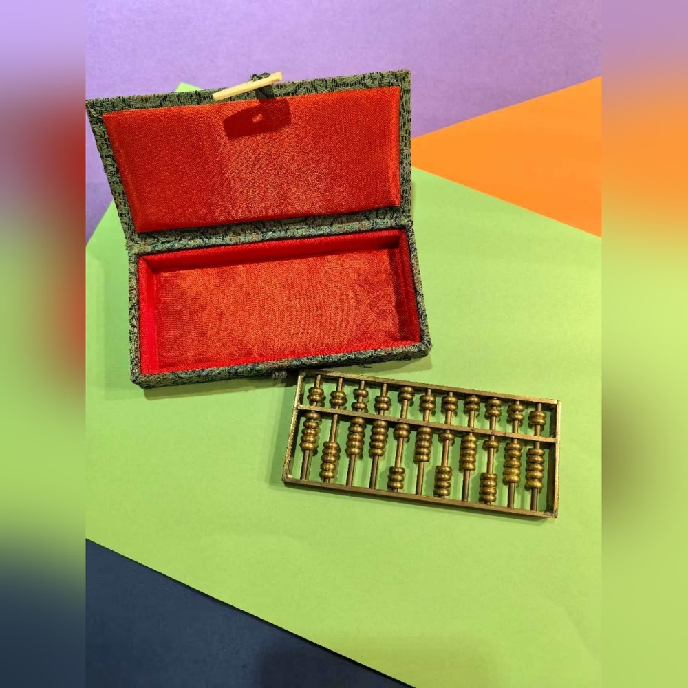Vintage Red and Gold Abacus with Case